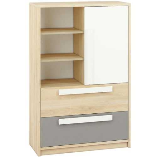 Komoda Drop 92cm Buk Fjord/Bílá/Šedá Platina Baumax