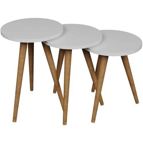 Konferenční Stolek 3 ks FD-WDL3PCCTS-002 bílý/natural Baumax