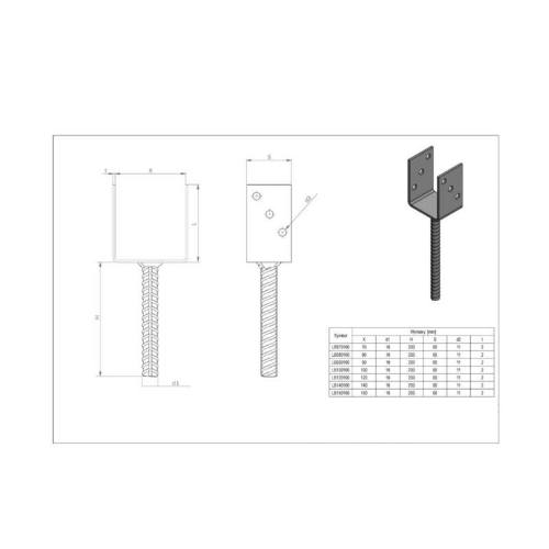 Patka kotevní do betonu typ U