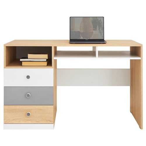 Psací Stůl Pixel Px8 Dub Piškot/Bílá Lux/Šedá Baumax