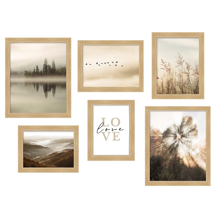 Sada fotorámečků mdf 6-dílná m1126 honey oak