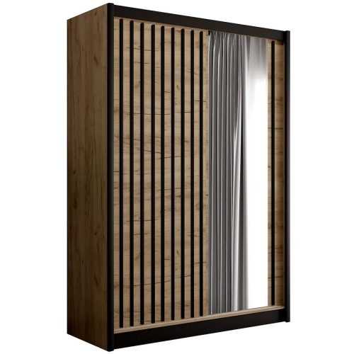 Skříň Ladder 150 dub craft/černé lamely Baumax