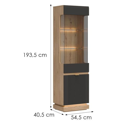 Vitrína L/P Milton ML05 dub crem torro antracit Baumax