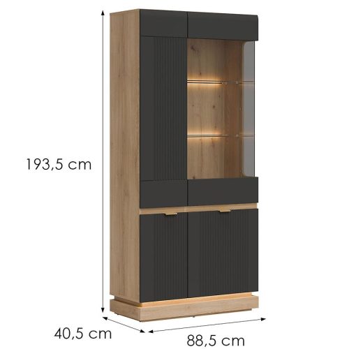 Vitrína Milton ML06 dub crem torro antracit Baumax