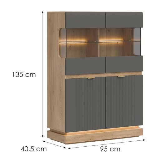 Vitrína nízká Milton ML04 dub crem torro šedá Baumax