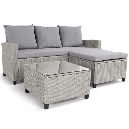 Zahradní sestava z umělého ratanu Skipper šedá