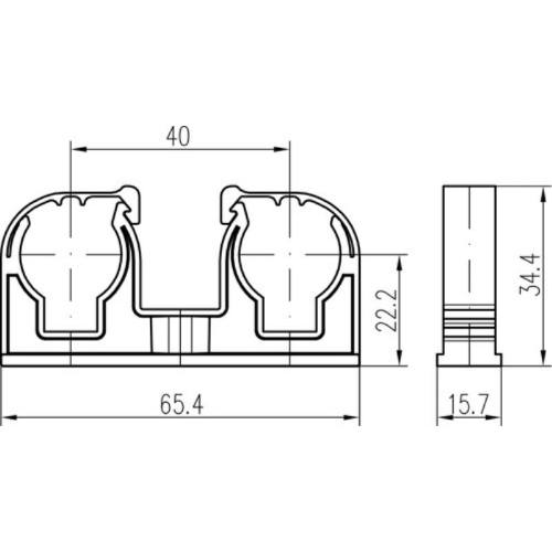 Příchytka D 2 x 18 s klipem a maticí M6 bílá