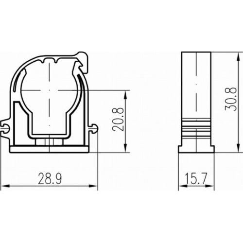 Příchytka D 15 s klipem a maticí bílá
