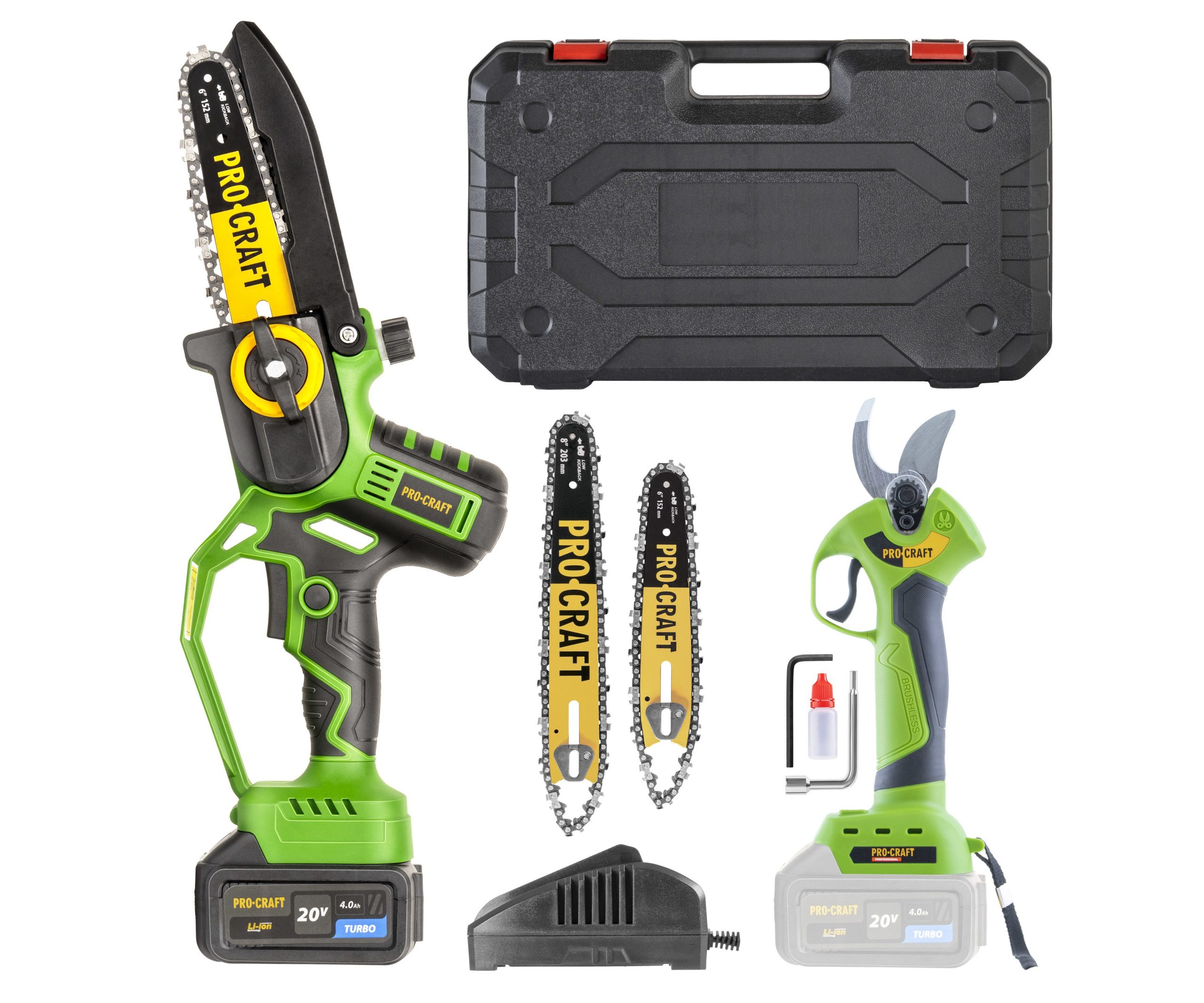 Procraft PKA32Li aku prořezávací pila + ES28Libb aku zahradní nůžky