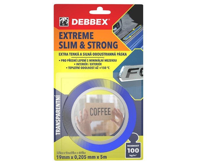 Páska lepicí oboustranná 19mm/5m Extreme Slim & Strong Debbex