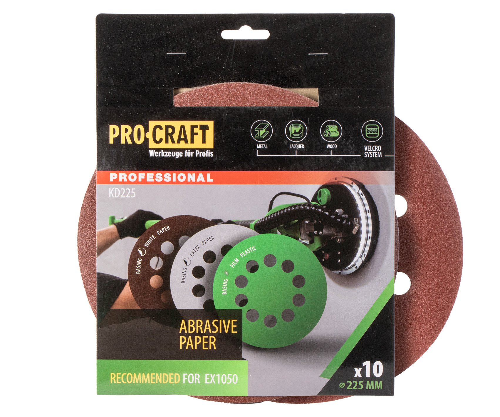 Papír brusný 225mm suchý zip 10x otvor 10ks Procraft - P80