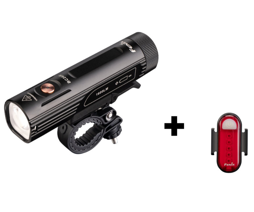 Svítilna na kolo nabíjecí USB sada přední/zadní Fenix BC26R + BC05R V2.0