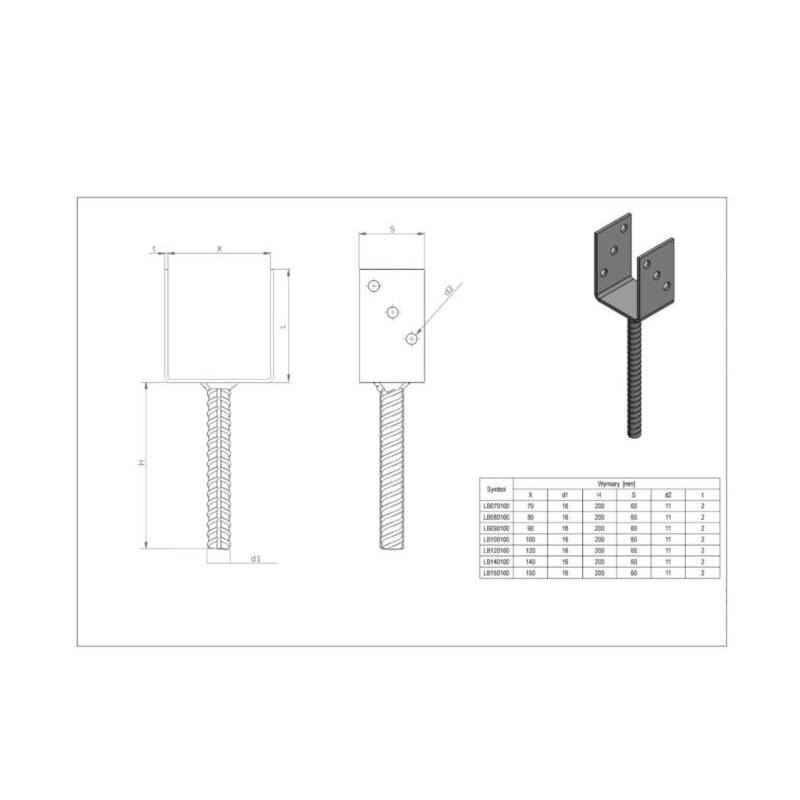 Patka kotevní do betonu typ U