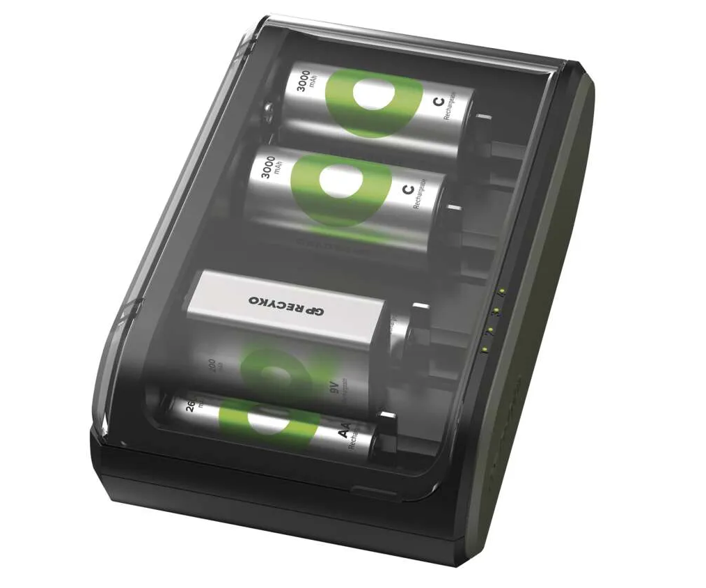 Nabíječka inteligentní AA+AAA+C+D+9V USB GP Recyko B631
