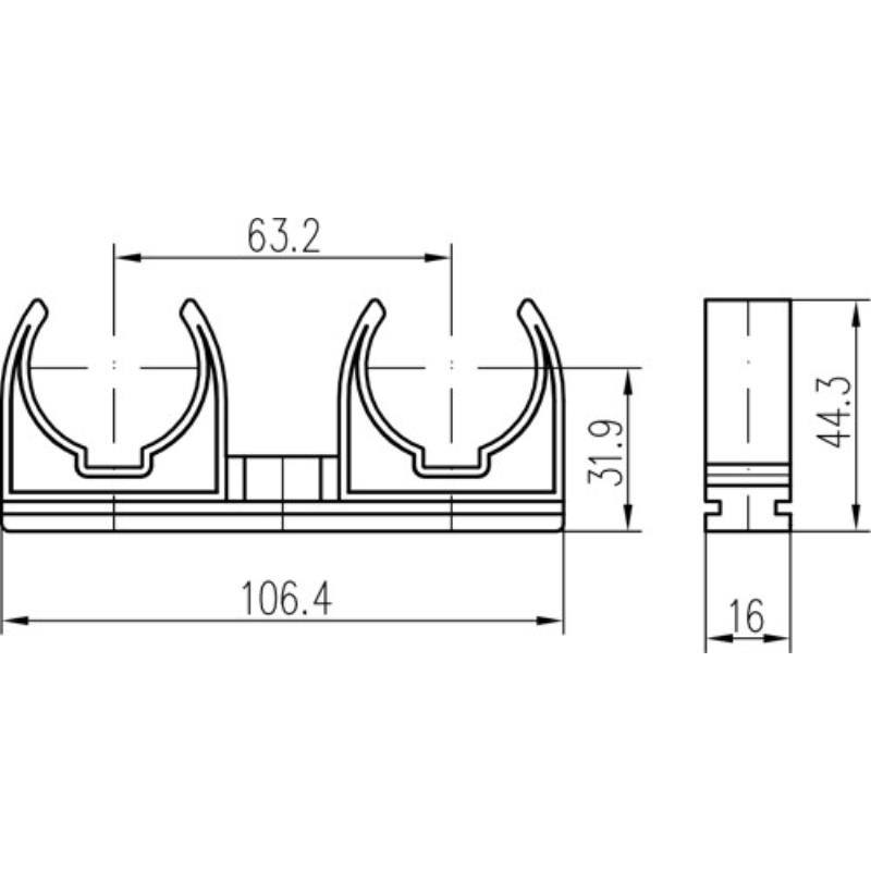 Příchytka D 2 x 16