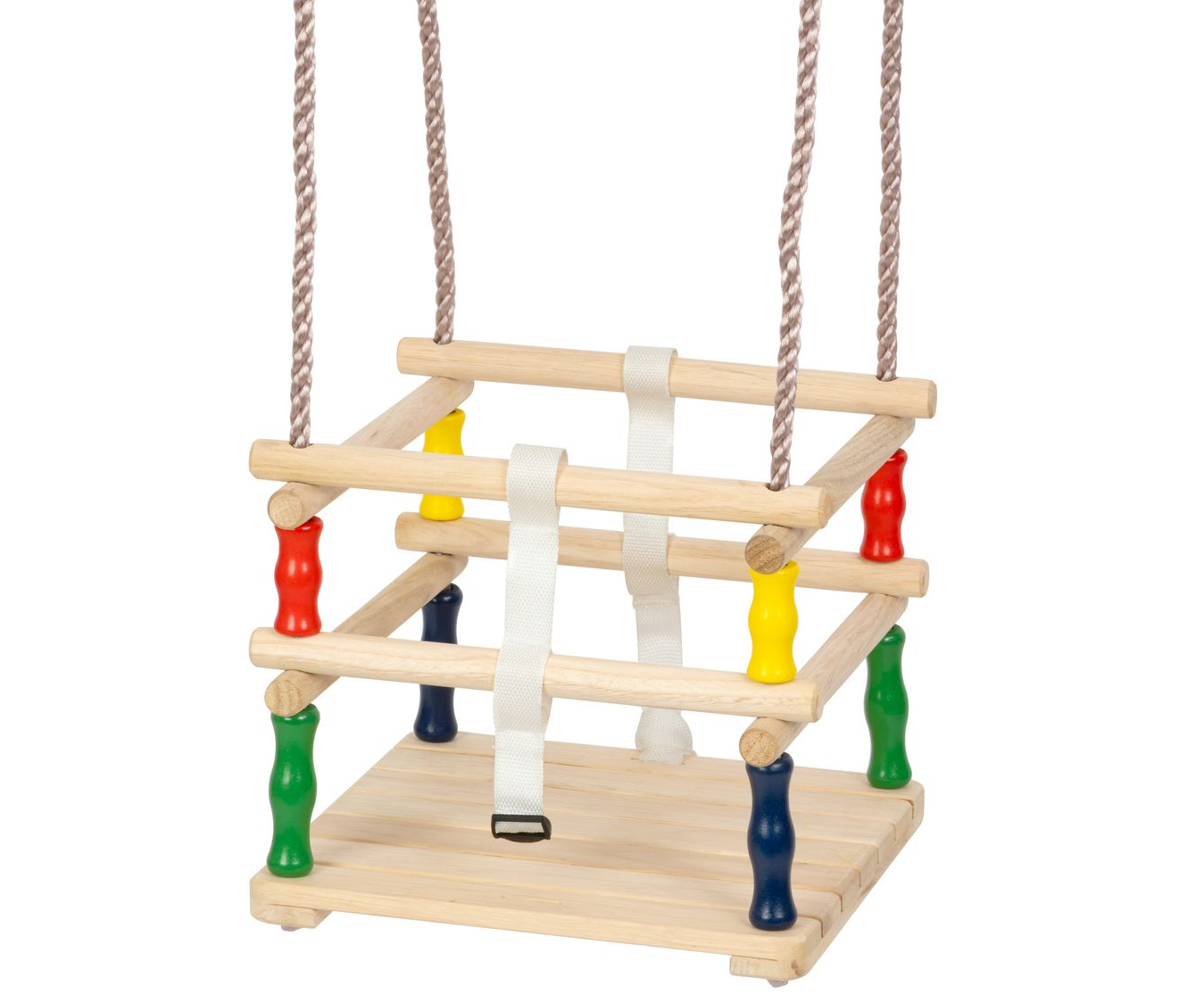 Houpačka dětská dřevěná s ohrádkou