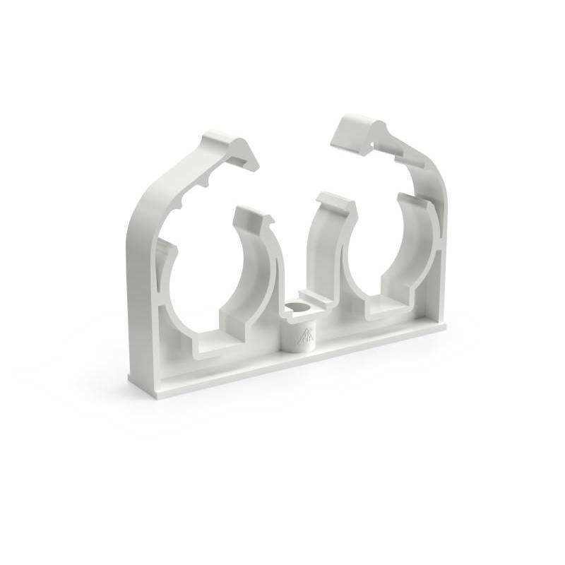 Příchytka D 2 x 28 s klipem bílá