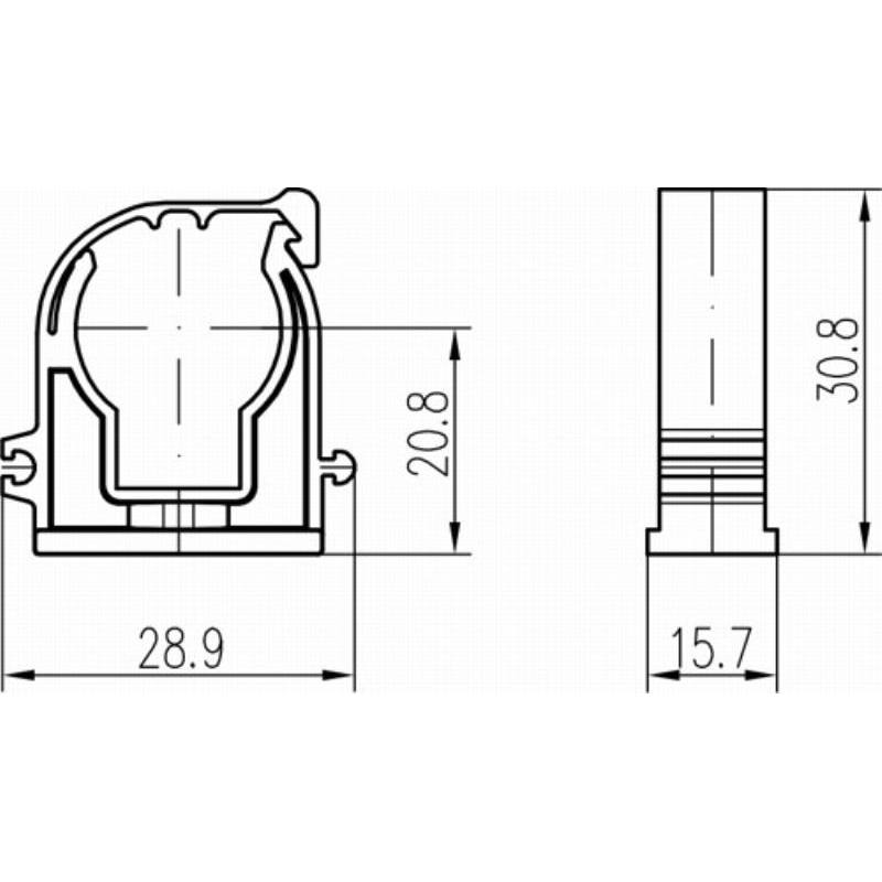 Příchytka D 15 s klipem a maticí bílá