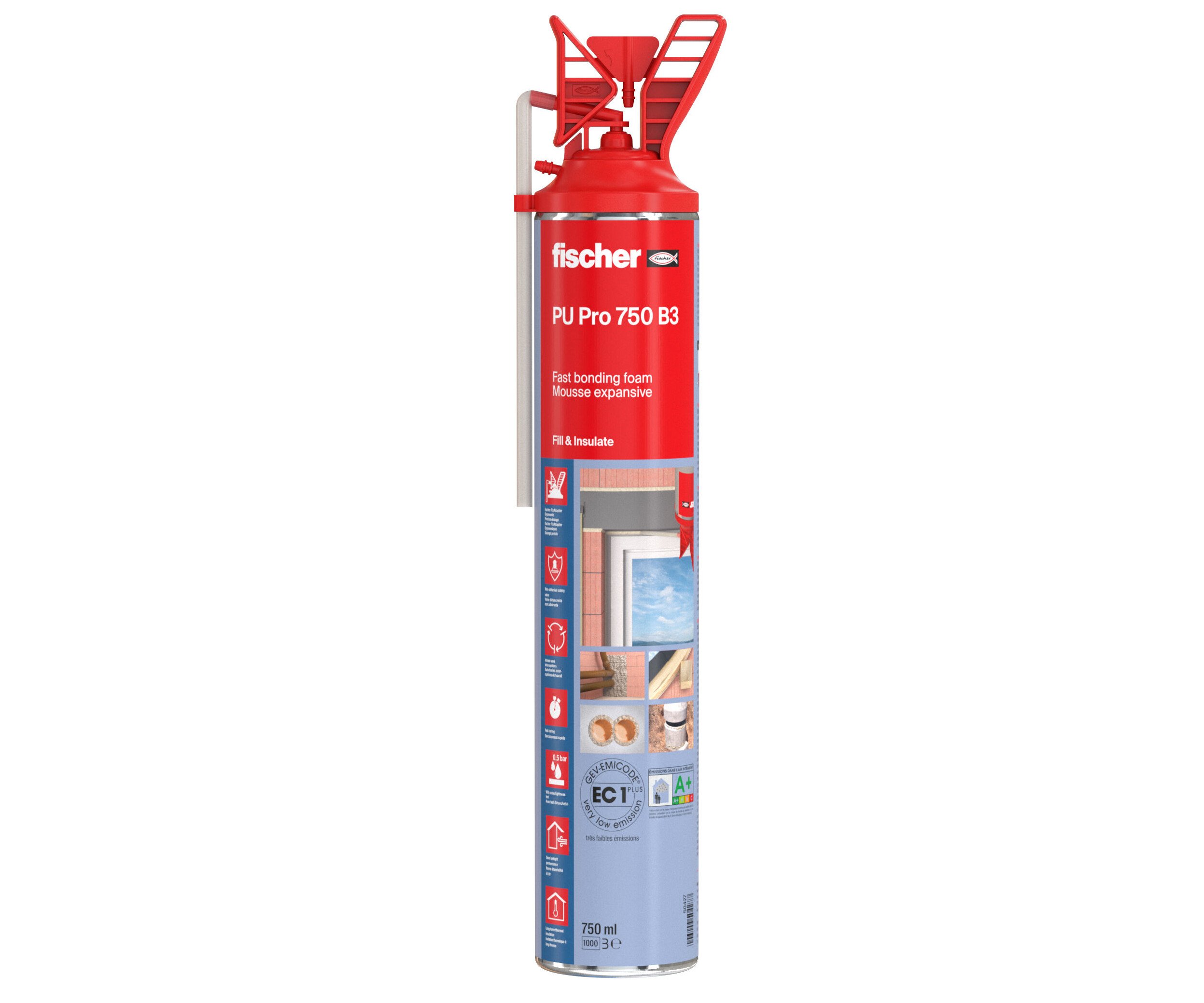 Pěna montážní trubičková Fischer PU Pro - 500ml/22l PU Pro 500 B2